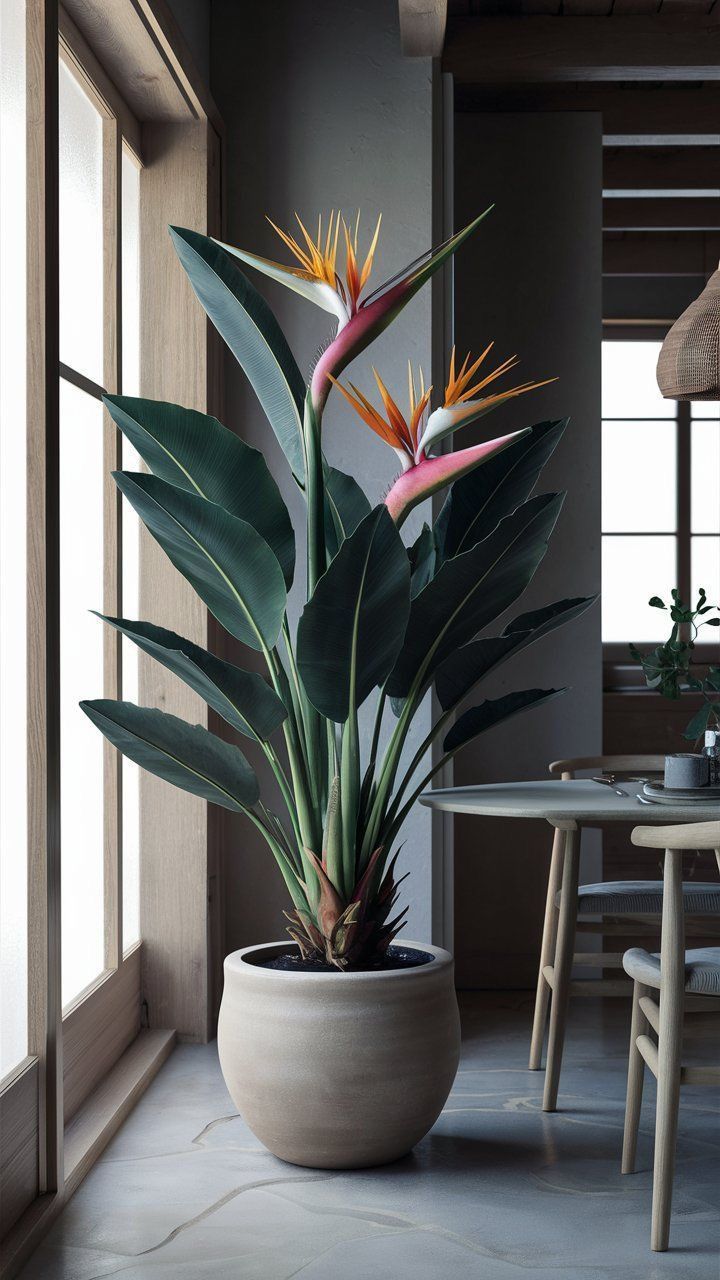 Bird of Paradise Plant in Gray Pot